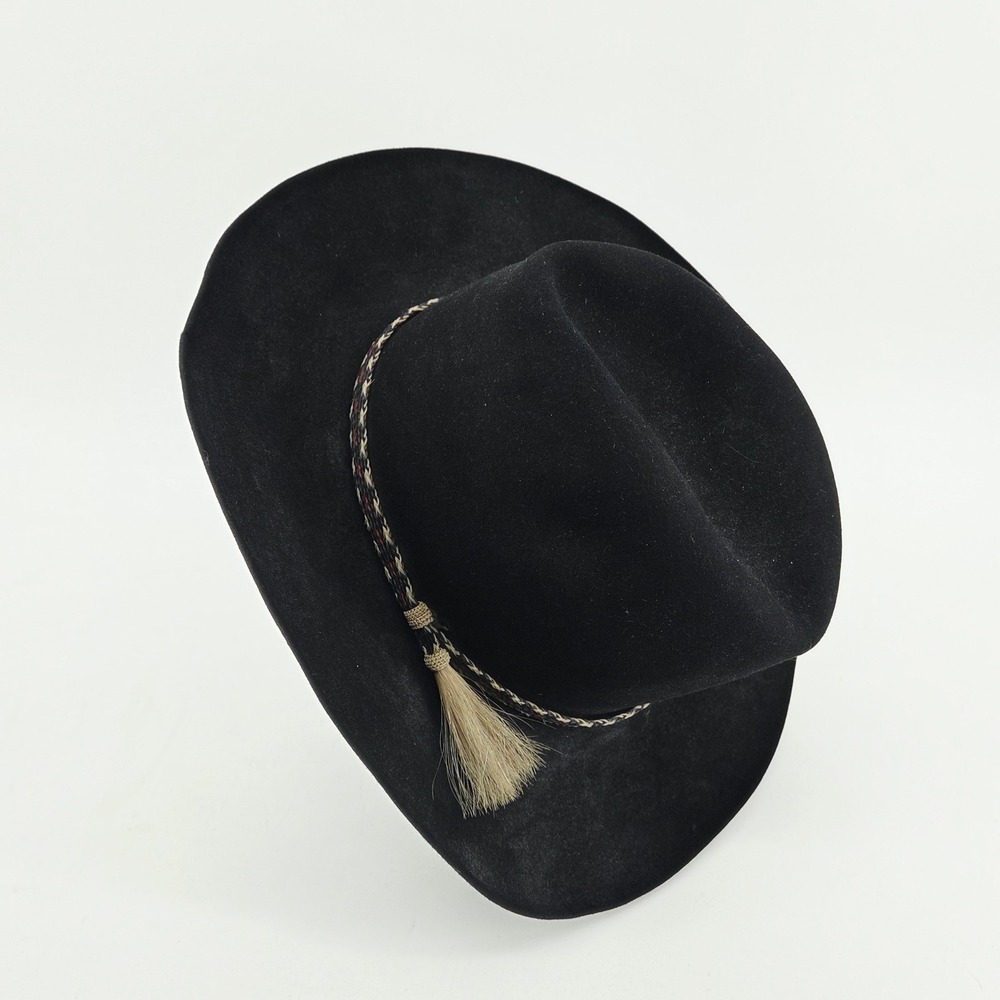 Resistol Self Conforming Black Felt Cowboy Hat Long Oval Made in Texas USA Flaw